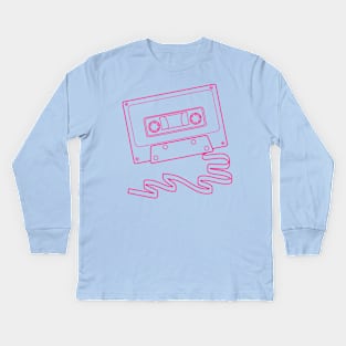 Cassette tape with ribbon in bright pink Kids Long Sleeve T-Shirt